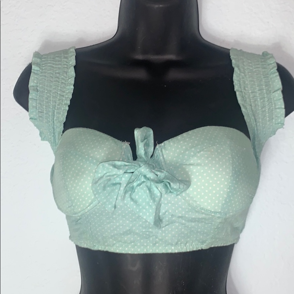 SEEK The Label™️ LF Polka Dot Smocked Bandeau Top.